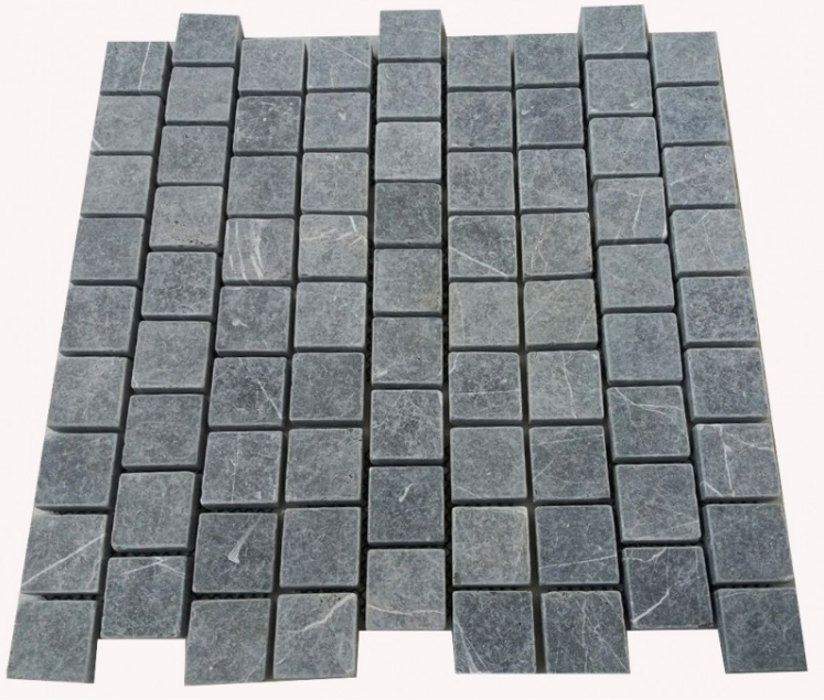 Aussietecture tumbled black cobblestone paver laid in pattern form