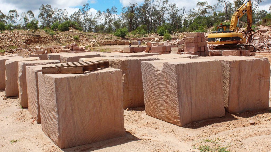 Stone blocks seen in Australian sandstone quarries