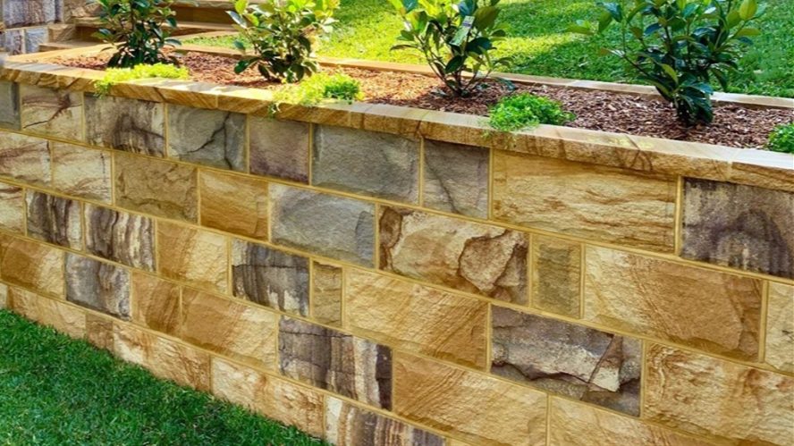 flower box built with sandstone blocks