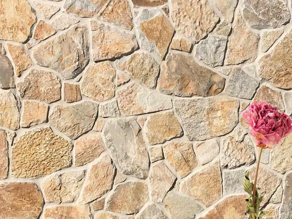 Laverton irregular limestone cladding with a flower decoration