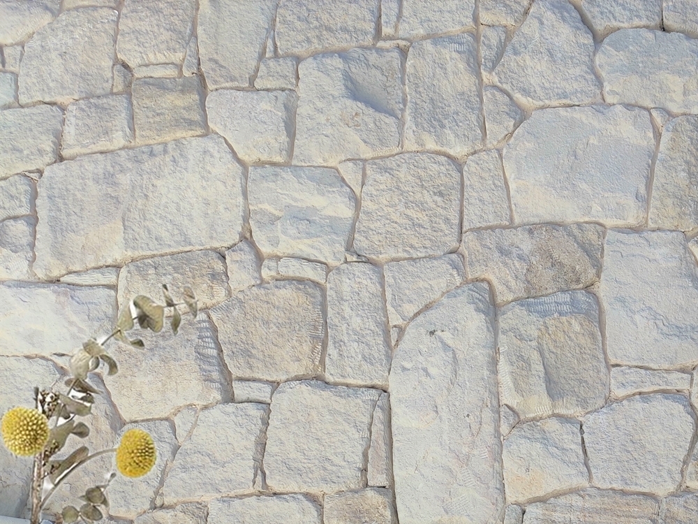 Foster white irregular Hampton Style Homes sandstone walling