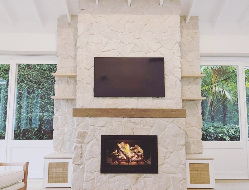 Foster Australian sandstone walling applied in a indoor fireplace