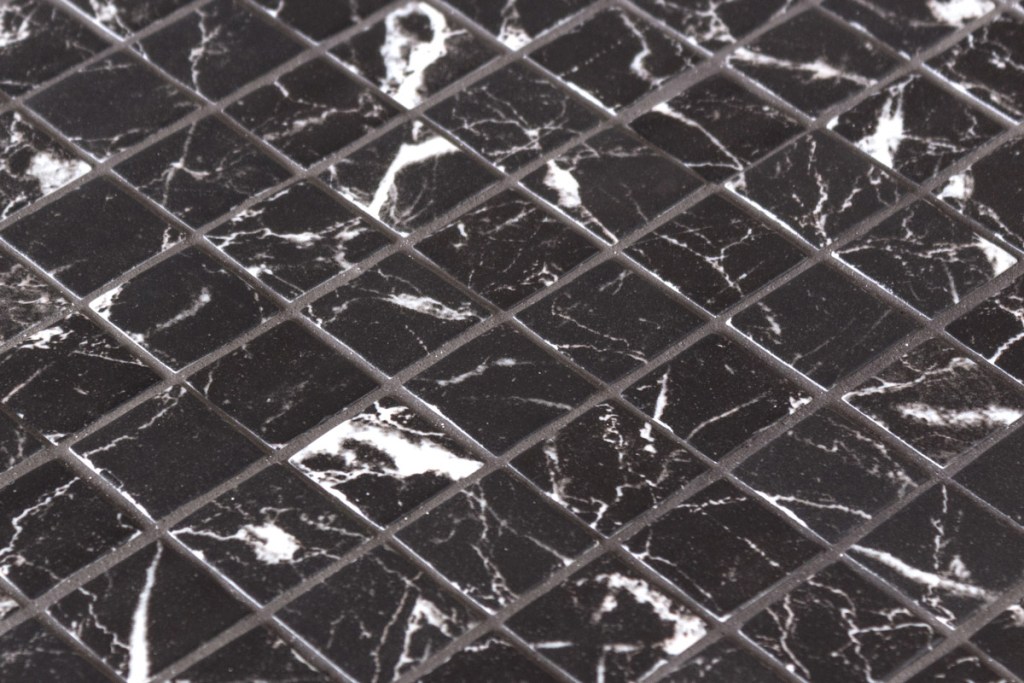 Nero Marquina marble look mosaic  pool tiles 