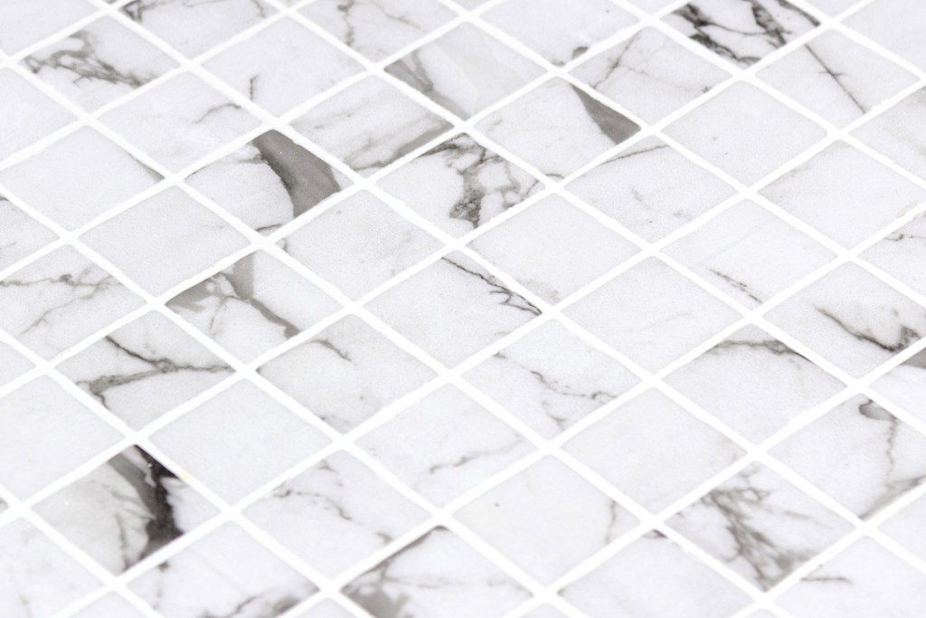 White stone look glass mosaic tile