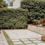 Stone cladding, travertine paver and stepping stones in garden design