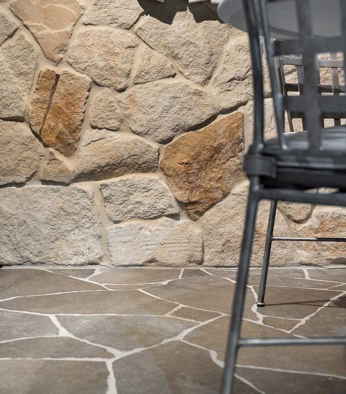 Paringa stone walling and bluestone crazy paving